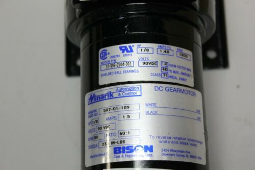 New Bison Minarik DC Gear Motor Gearmotor 1/8hp 30rpm 60:1 507-01