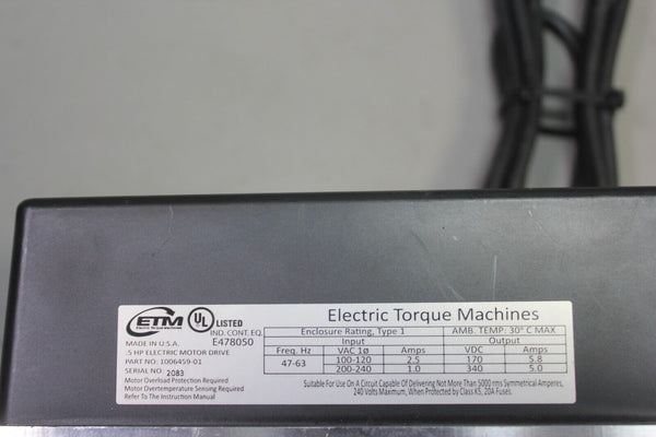 DORNER ELECTRIC TORQUE MACHINES CONVEYOR MOTOR DRIVE SYSTEM 1006459-01