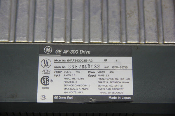 GE 3HP AC DRIVE 6VAF343003B-A2