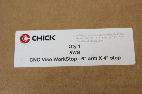 NEW CHICK CNC VISE WORKSTOP (FOUNDATION)   6" ARM X 4" STOP 5WS