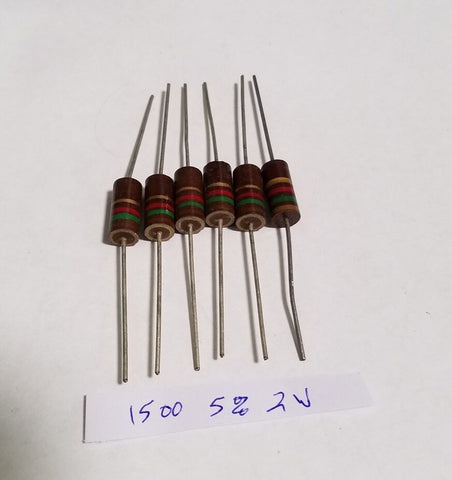 (6)  VINTAGE 2W 5% 1500 OHM RESISTORS