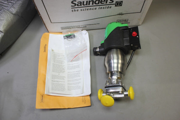 NEW SAUNDERS 1/2" 3 WAY SANITARY DIAPHRAGM VALVE WITH I-VUE ACTUATOR BPE