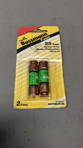 LOT OF 2 NEW BUSSMANN 25A HEAVY DUTY MOTOR PROTECTION FUSES FRN-R-25