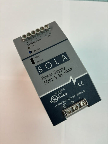 SOLA SDN 2.5-24-100P POWER SUPPLY 115/230VAC 1.3-0.7A 50/60HZ