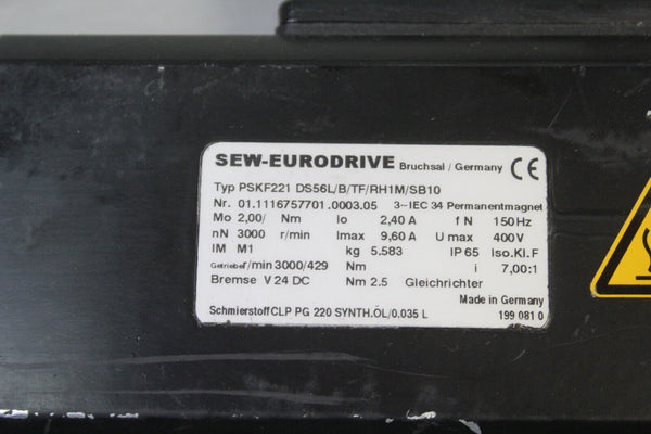 SEW EURODRIVE  SERVO MOTOR P/N :  PSKF221 DS56L/B/TF/RH1M/SB10 (6)