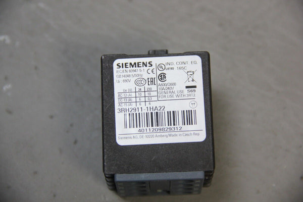 UNUSED SIEMENS AUXILIARY CONTACT BLOCK 3RH2911-1HA22