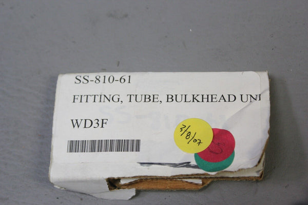 NEW SWAGELOK STAINLESS STEEL UNION BULKHEAD TUBE FITTING SS-810-61