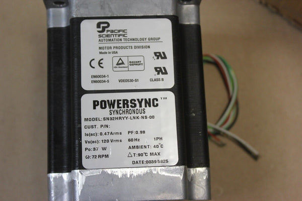 NEW PACIFIC SCIENTIFIC  POWERSYNC  SYNCHRONOUS STEPPER MOTOR SN32HRYY-LNK-NS-00