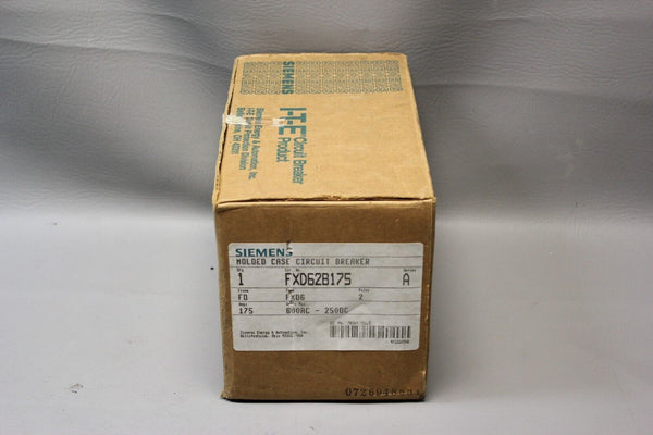 NEW SIEMENS 175A MOLDED CASE CIRCUIT BREAKER FXD62B175