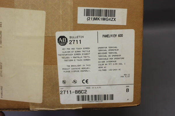 NEW ALLEN BRADLEY PANELVIEW 600 HMI 2711-B6C2 SER. B