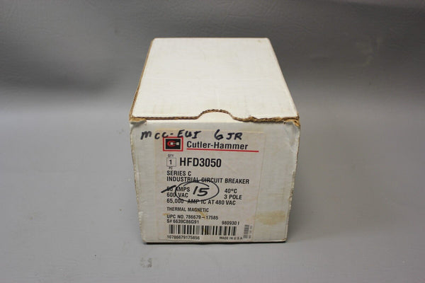 UNUSED CUTLER HAMMER 15A INDUSTRIAL CIRCUIT BREAKER HFD3015L