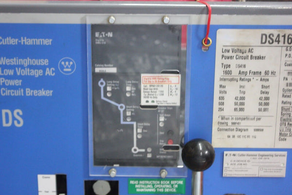 CUTLER HAMMER 1200A LOW VOLTAGE AC POWER CIRCUIT BREAKER WITH DIGITRIP DS416