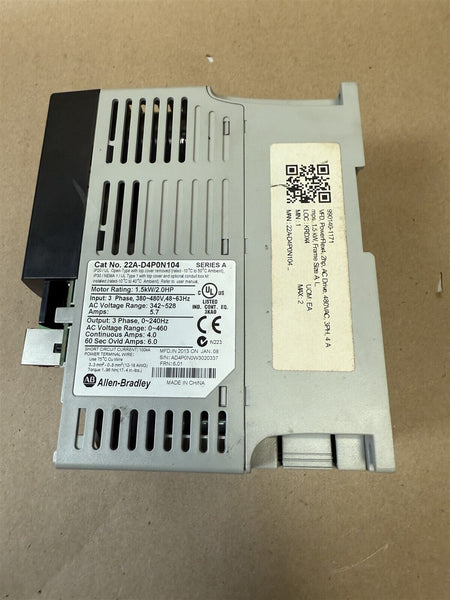 ALLEN BRADLEY 2HP AC DRIVE 22A-D4P0N104