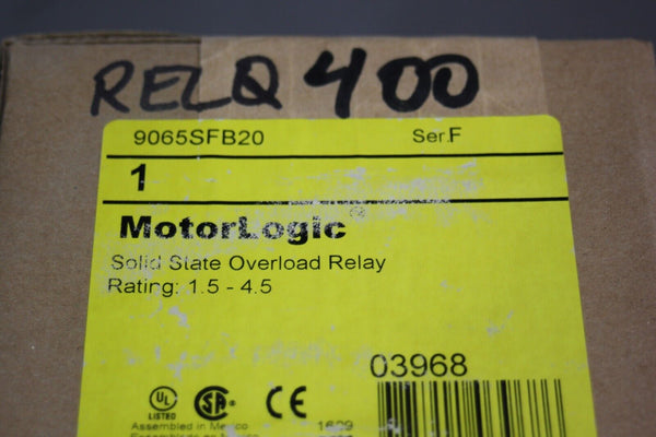 NEW SQUARE D MOTORLOGIC SOLID STATE OVERLOAD RELAY 9065SFB20 F FACTORY SEALED