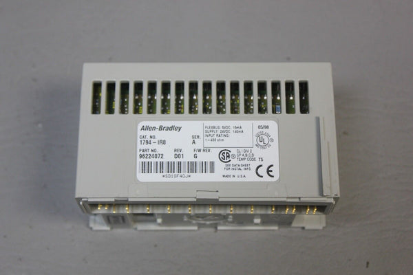 ALLEN BRADLEY FLEX I/O 3 WIRE RTD INPUT MODULE WITH BASE 1794-IR8 SER. A