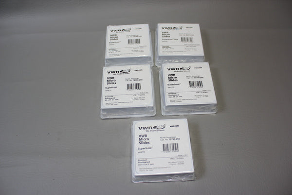 LOT OF 5 VWR MICRO SLIDES SUPERFROST WHITE 25X75MM 75799-266