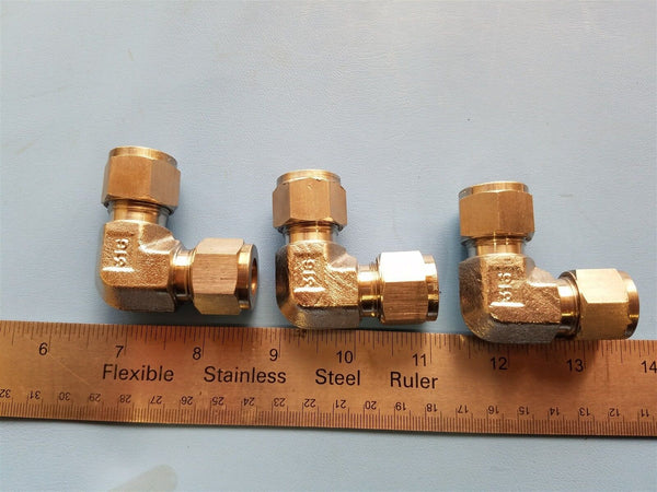 3  SAFELOK 316 SS 1/2" TUBE FITTING ELBOWS COMPRESSION