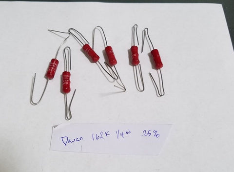 (6) VINTAGE DAVEN 1/4W .25% 162K OHM RESISTORS