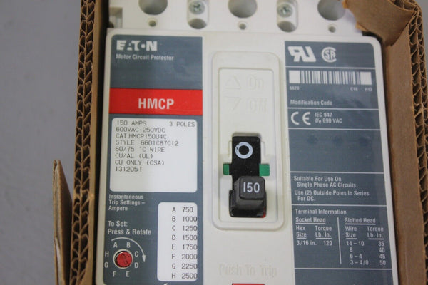 NEW EATON 150A MOTOR CIRCUIT PROTECTOR/BREAKER HMCP150U4C