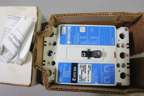 NEW CUTLER HAMMER INDUSTRIAL CIRCUIT BREAKER HFD3040 40A