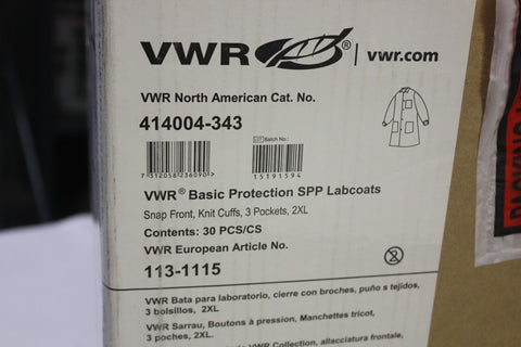 VWR BASIC PROTECTION SPP LABCOAT SNAP FRONT 2XL 414004-343 30PCS