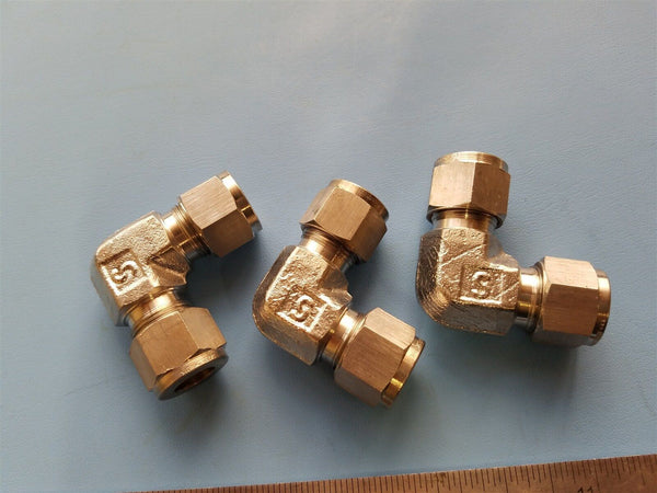 3  SAFELOK 316 SS 1/2" TUBE FITTING ELBOWS COMPRESSION