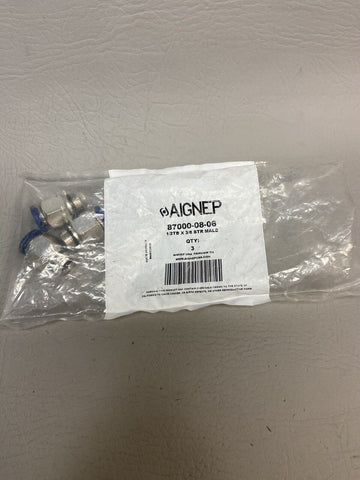 3 PCS- Aignep 87000-08-06 Straight Male Push Connector 3/8, Size 1/2