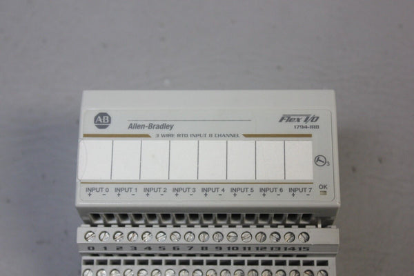 ALLEN BRADLEY FLEX I/O 3 WIRE RTD INPUT MODULE WITH BASE 1794-IR8 SER. A