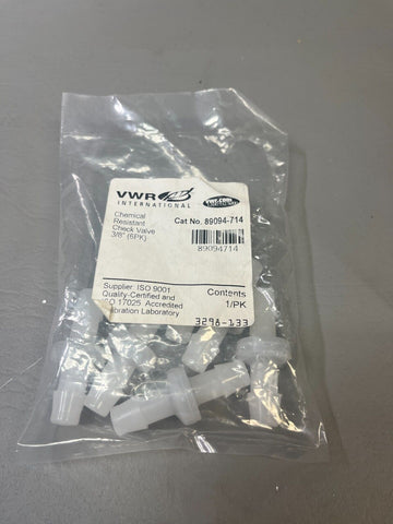 New VWR Scientific Chemical Resistant Check Valve 89094-714 Pack of 6