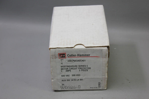 NEW CUTLER HAMMER 3A MOTOR CIRCUIT PROTECTOR HMCP003A0CA01