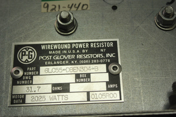 UNUSED POST GLOVER WIREWOUND POWER RESISTOR 6LC55-DBEN3D4-B