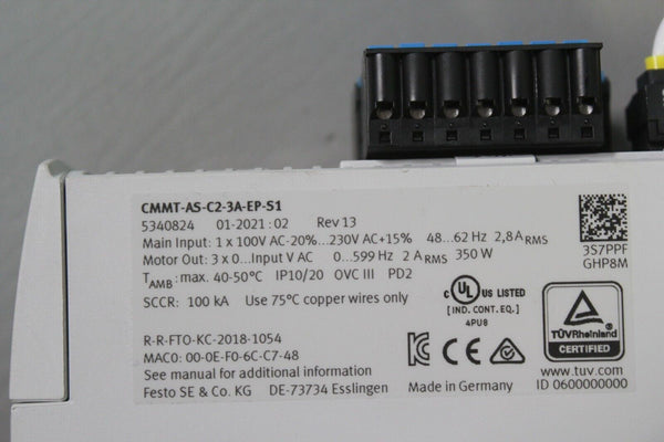 UNUSED FESTO SERVO DRIVE CMMT-AS-C2-3A-EP-S1 5340824