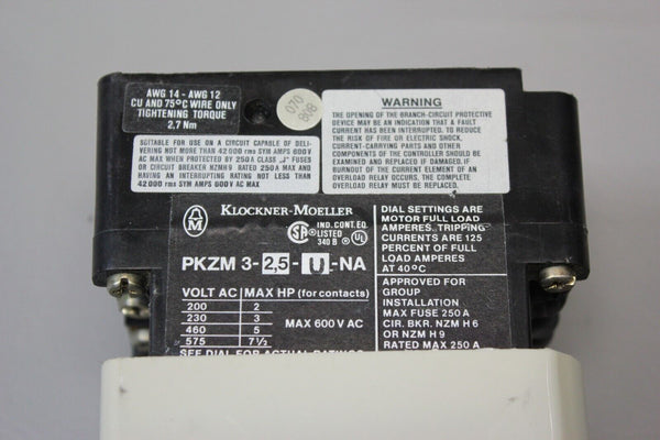 KLOCKNER MOELLER MANUAL MOTOR STARTER PKZM 3-2,5-U-NA