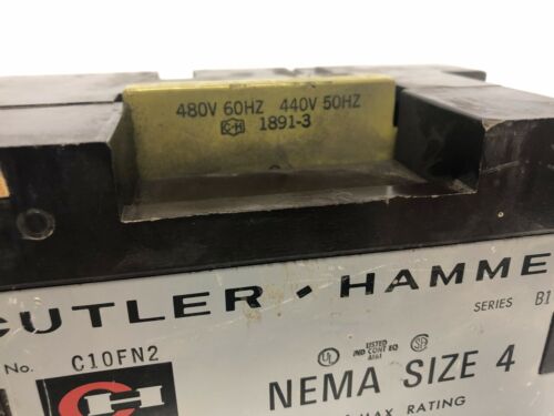 Cutler Hammer 135A 600V Motor Starter 480V Coil Nema Size 4 C10FN2 Series B1
