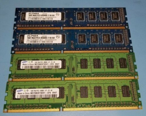 4x1GB DDR3 PC3-8500U Samsung/Elpida